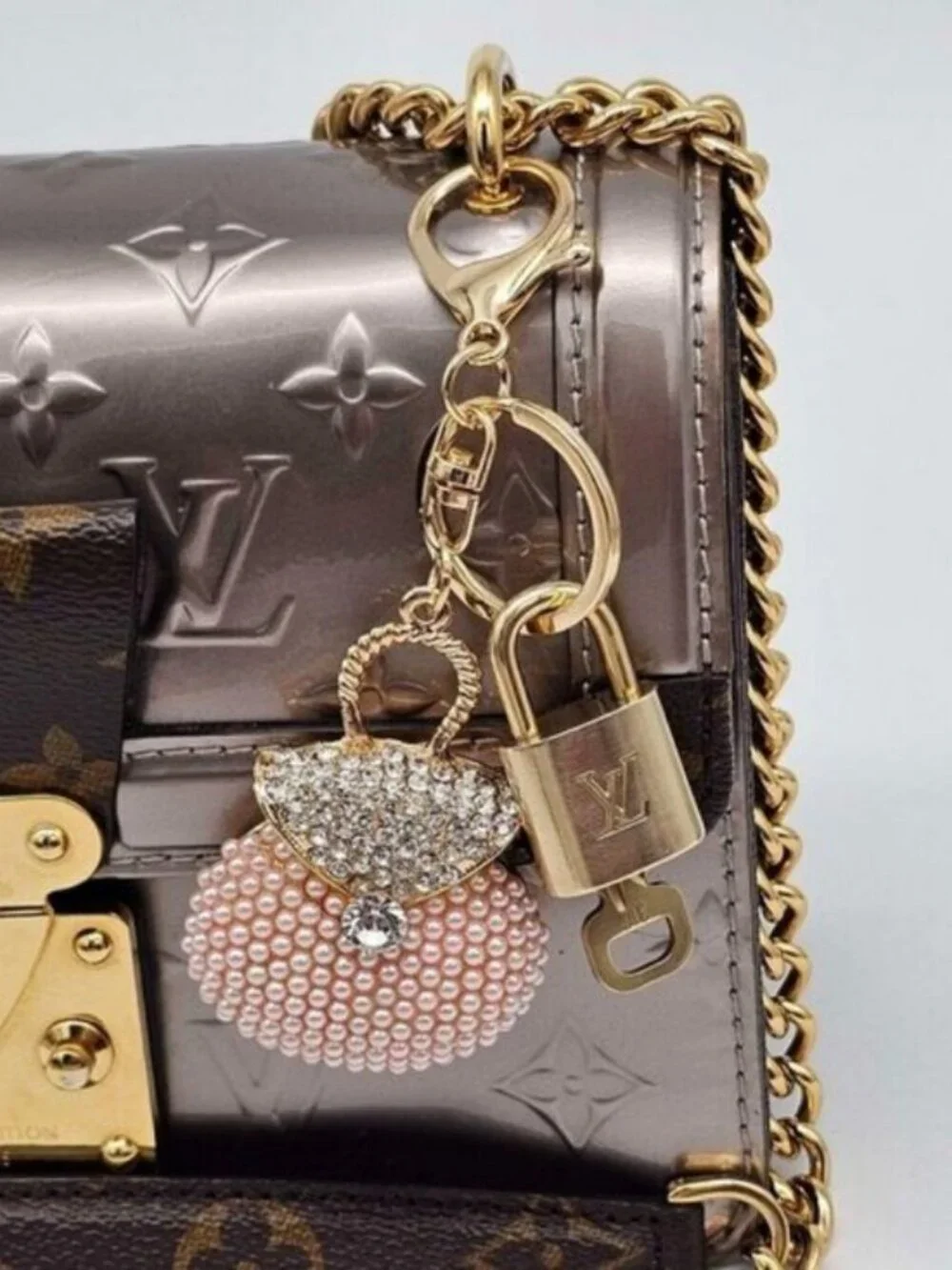 Authentic Louis Vuitton Lock & Key Gold ✨ Unbranded Keychain Bag Charm LV
